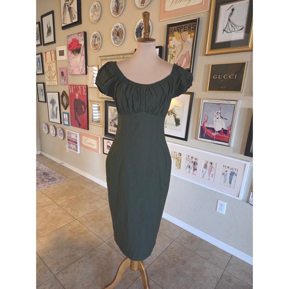 Vixen by Micheline Pitt Troublemaker Wiggle Dress Olive Green XL NWT - Picture 2 of 6